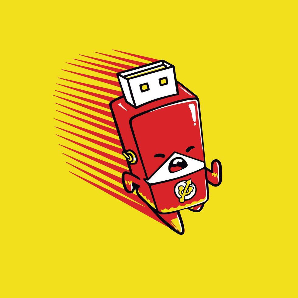 Flashdisk cartoon design. cartoon super hero vector