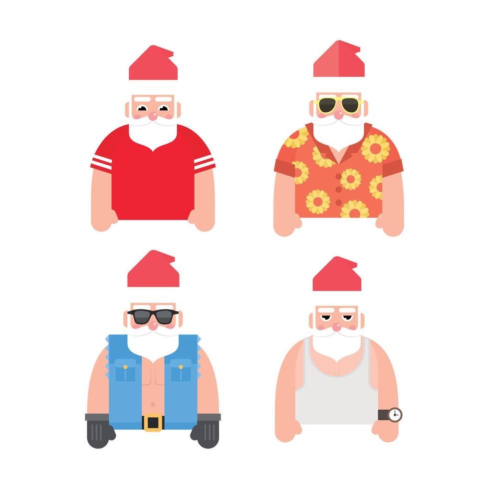 cartoon santa claus with various types of custom vector