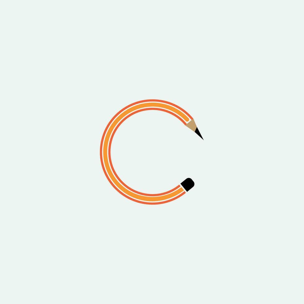 pencil circle logo design vector