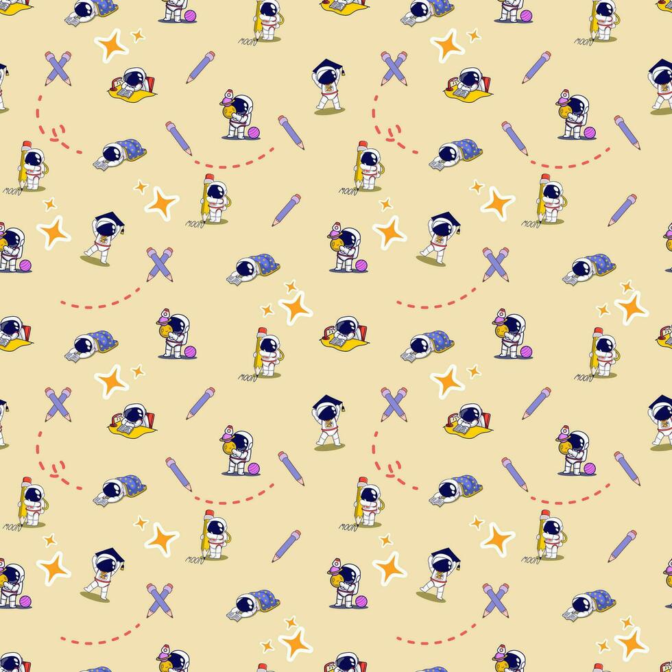 Cute Space Astrounaut Seamless Pattern Background for textile, apparel or wrapping paper graphic print vector