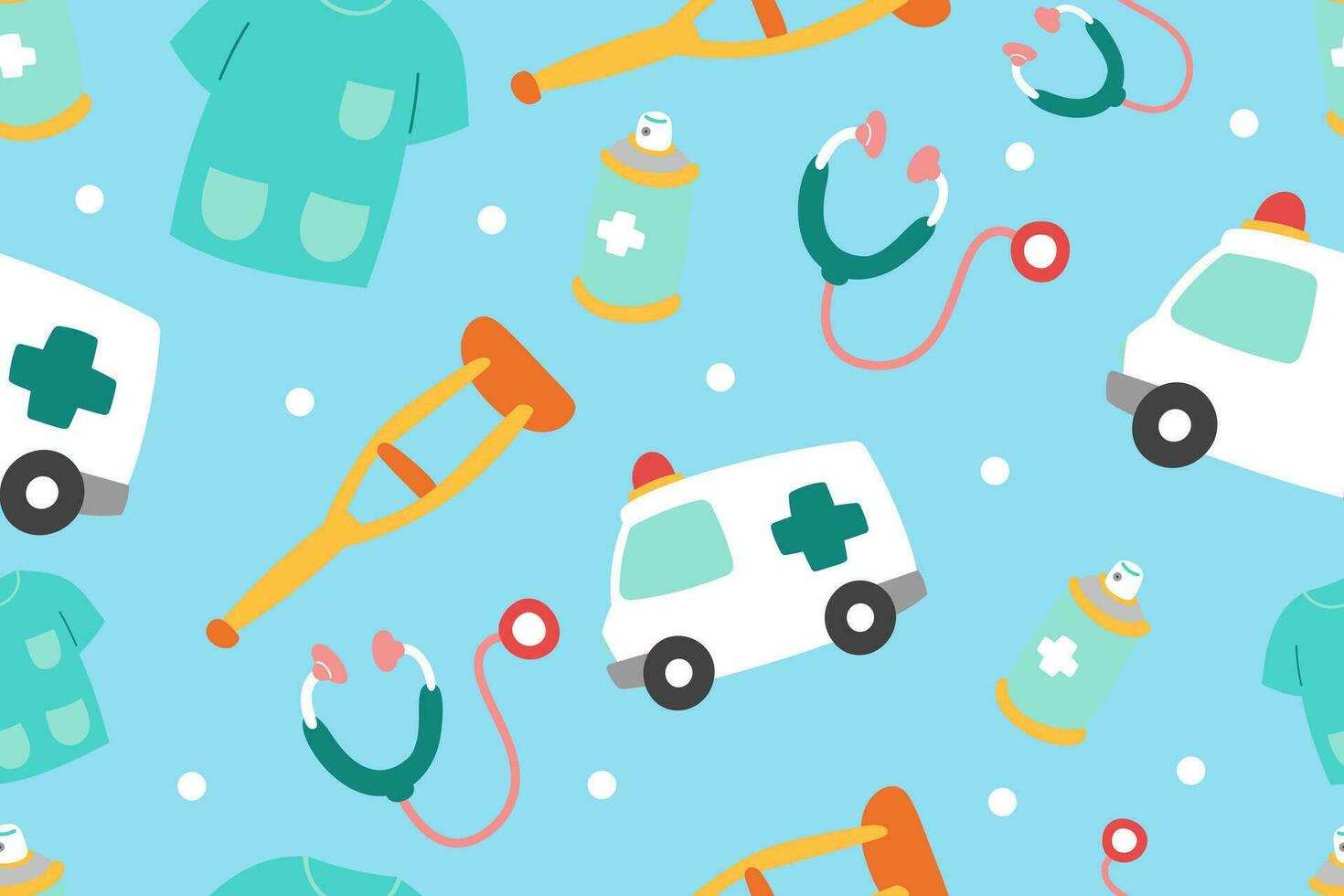 Cute Medical Seamless Pattern background for doctor, clinic or hospital vector