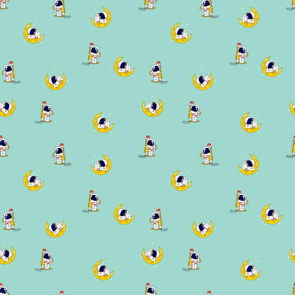 Cute Space Astrounaut Seamless Pattern Background for textile, apparel or wrapping paper graphic print vector