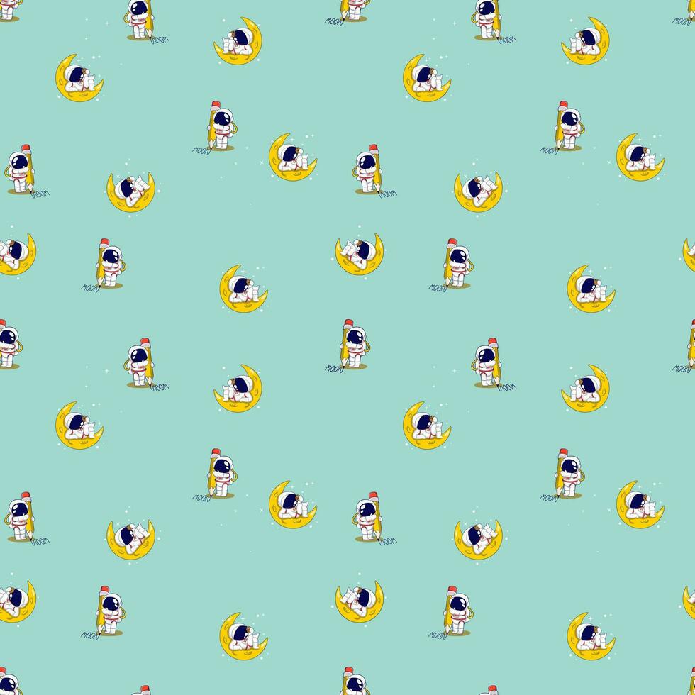 Cute Space Astrounaut Seamless Pattern Background for textile, apparel or wrapping paper graphic print vector