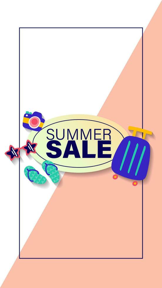 Summer sale social media story.  Vertical template post for reel promotion content vector