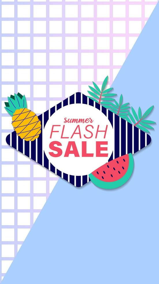 Summer sale social media story.  Vertical template post for reel promotion content vector