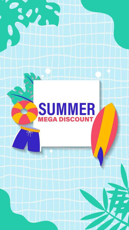 Summer sale social media story.  Vertical template post for reel promotion content vector