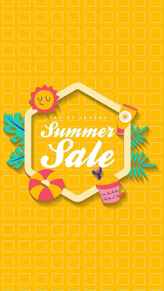 Summer sale social media story.  Vertical template post for reel promotion content vector