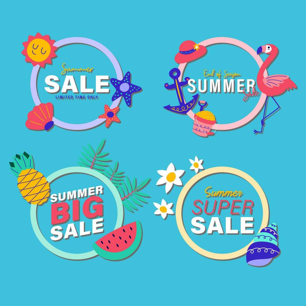 summer sale signs brochure vector. Special price offer coupon for social media post,  promotion ad, shopping flyer, voucher, website campaign and advertising vector
