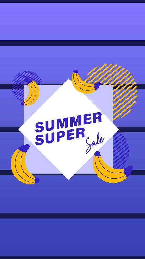 Summer sale social media story.  Vertical template post for reel promotion content vector