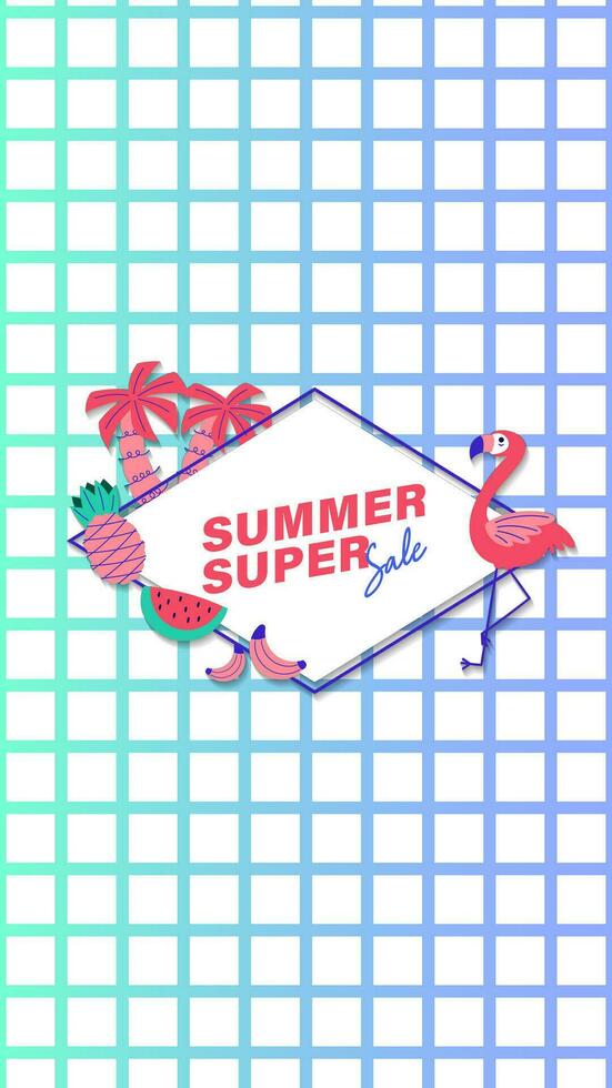 Summer sale social media story.  Vertical template post for reel promotion content vector