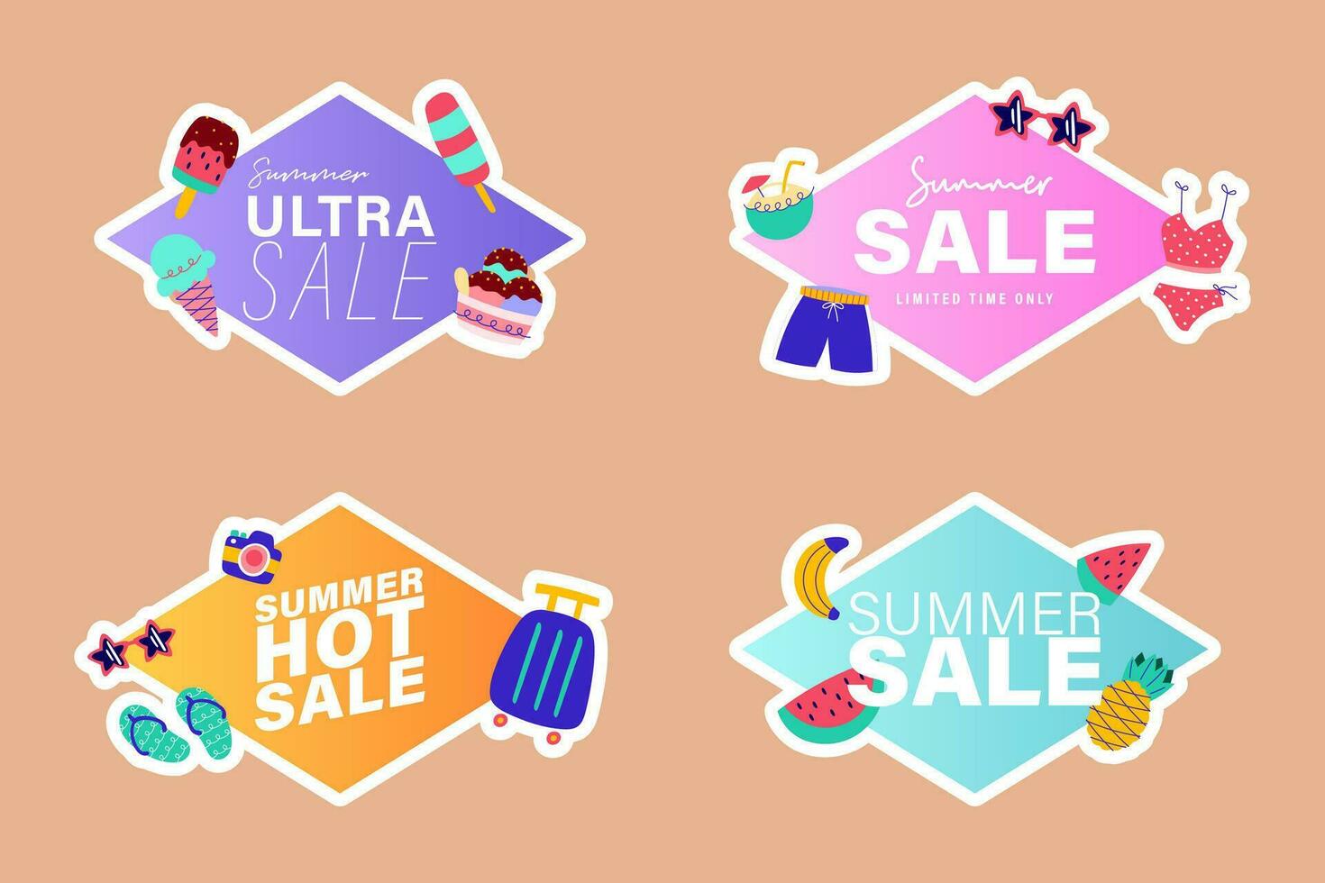 summer sale signs brochure vector. Special price offer coupon for social media post,  promotion ad, shopping flyer, voucher, website campaign and advertising vector