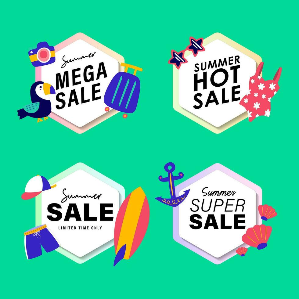 summer sale signs brochure vector. Special price offer coupon for social media post,  promotion ad, shopping flyer, voucher, website campaign and advertising vector