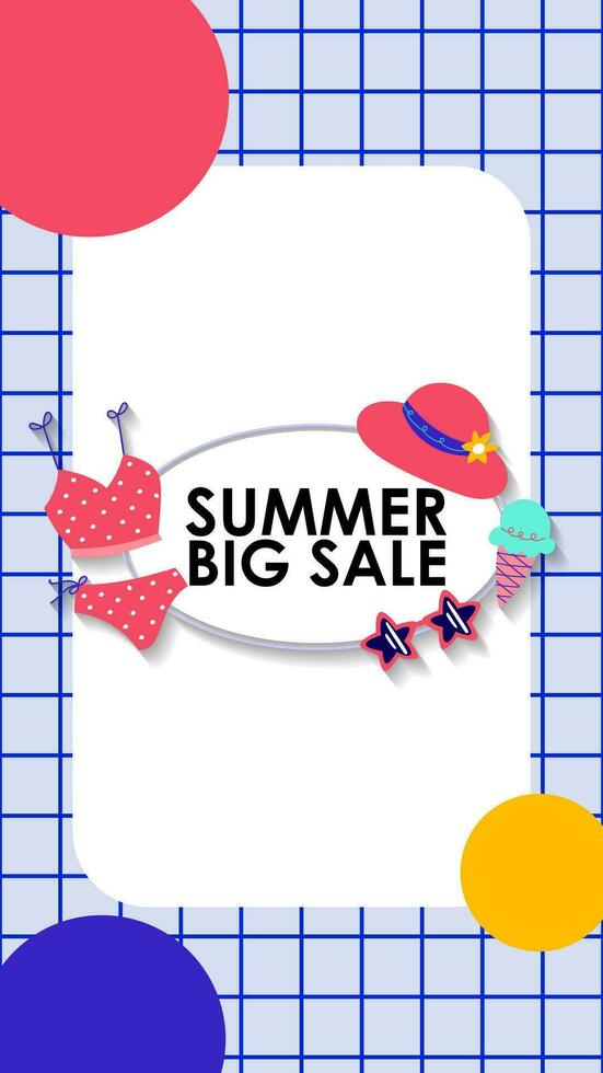 Summer sale social media story.  Vertical template post for reel promotion content vector