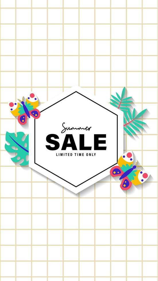 Summer sale social media story.  Vertical template post for reel promotion content vector