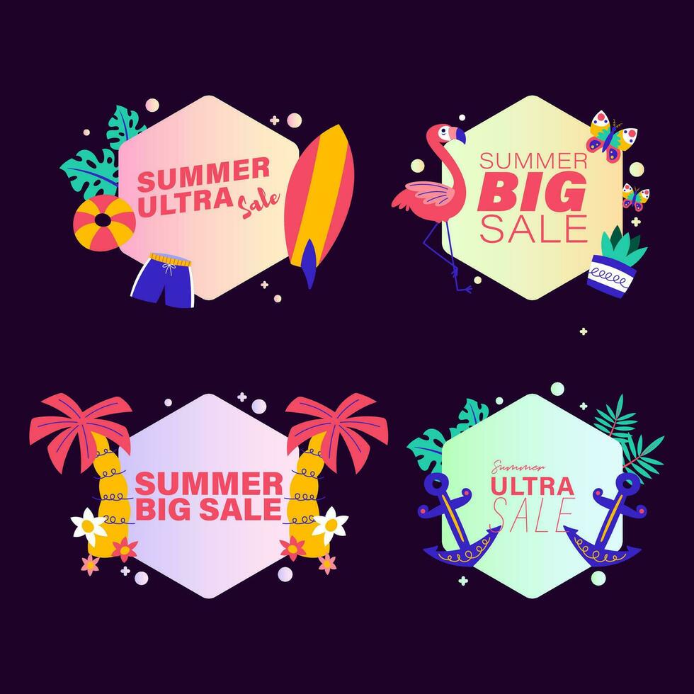 summer sale signs brochure vector. Special price offer coupon for social media post,  promotion ad, shopping flyer, voucher, website campaign and advertising vector