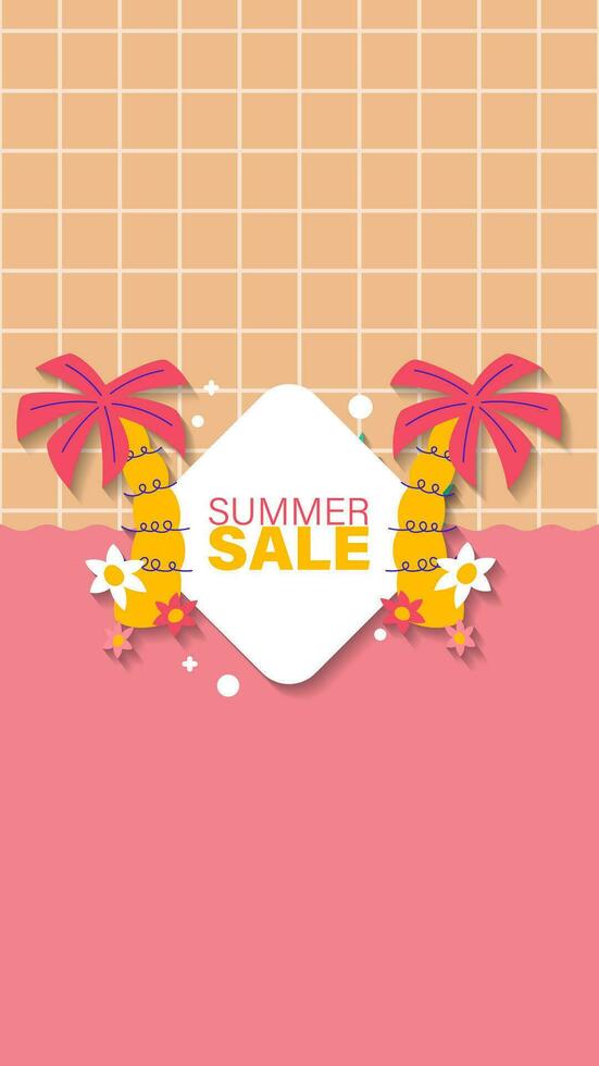 Summer sale social media story.  Vertical template post for reel promotion content vector