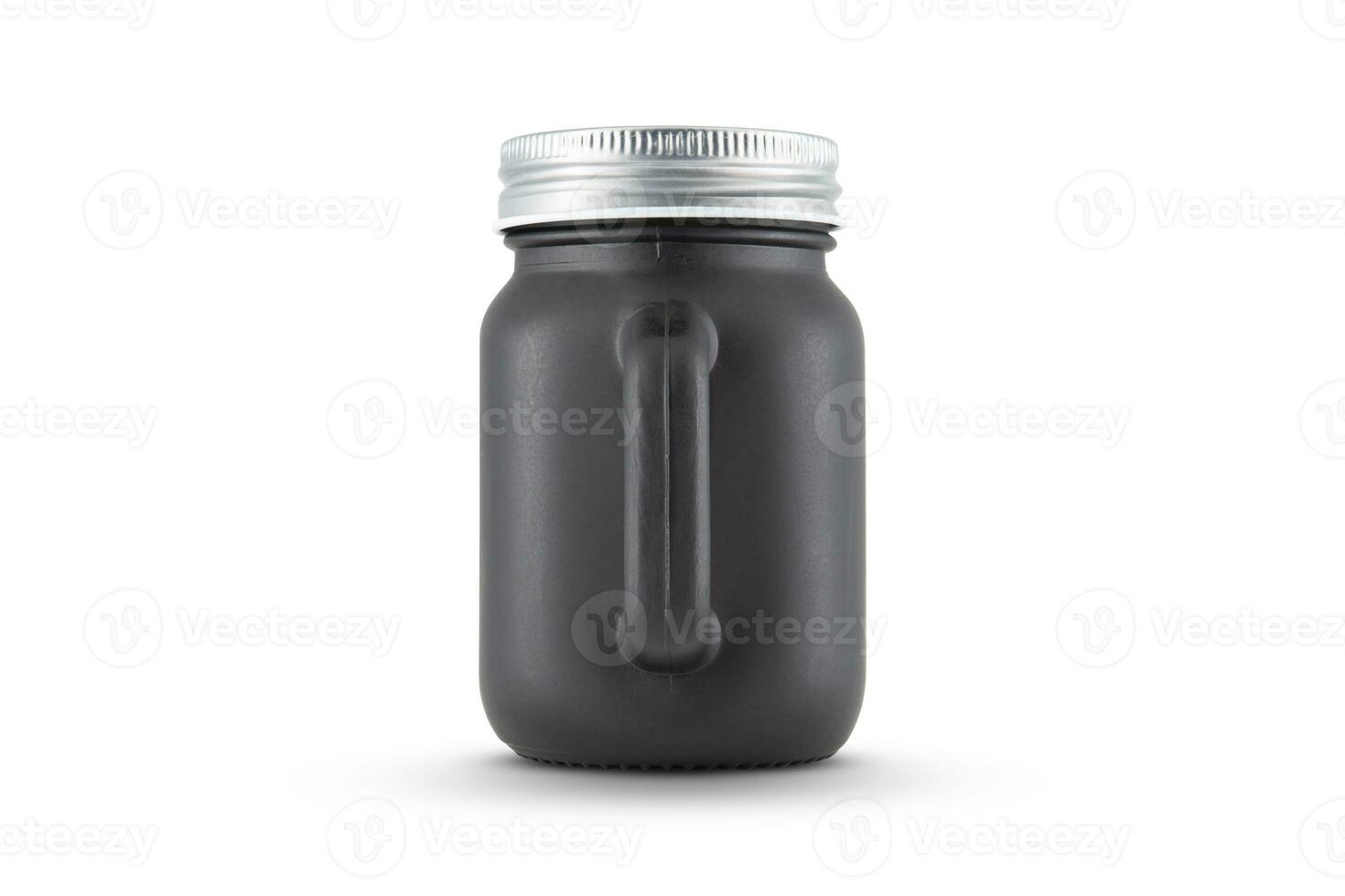 Black glass scented candle jar mockup isolated on white background photo