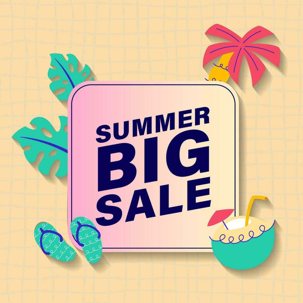 Summer sale brochure discount vector. Special price offer coupon for social media post,  promotion ad, shopping flyer, voucher, website campaign and advertising vector