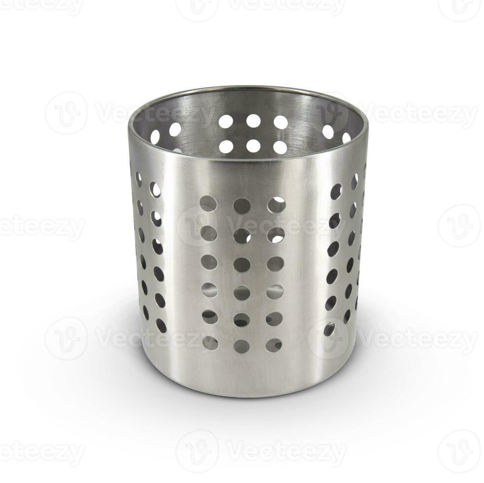 Stainless Steel Bucket isolated on white background photo