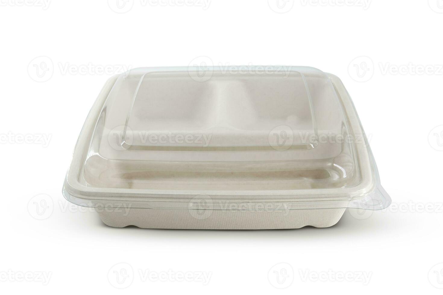 Disposable Plastic Food Container On White Backdrop Stock Photo