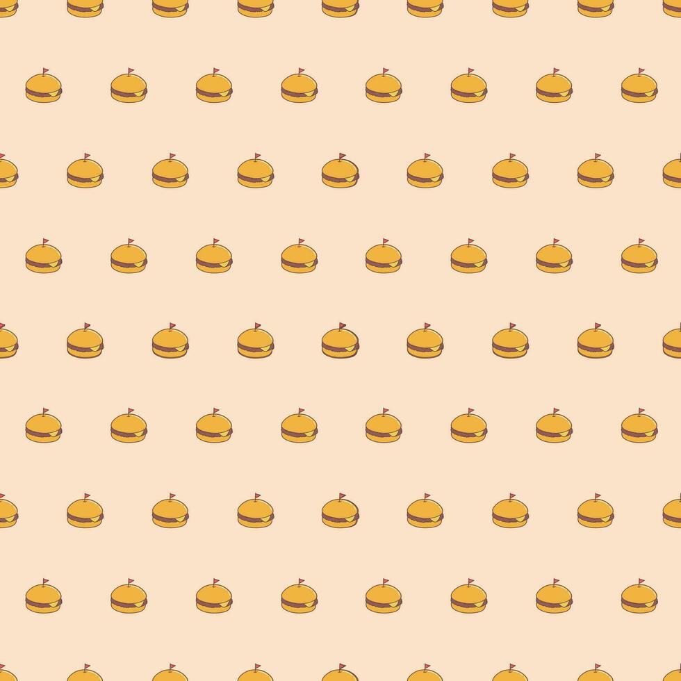 Cute Beef Burger Food Cartoon perfect seamless pattern background for wrapping paper, graphic print, fabric, textile or apparel vector