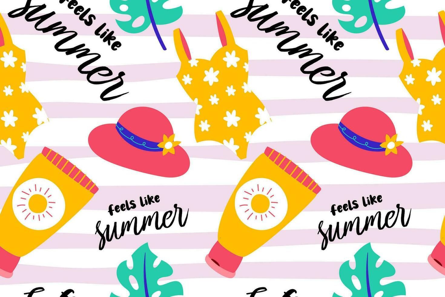 Colourful Summer Seamless Pattern beauty background wallpaper for summertime textile, wraping paper or graphic print vector