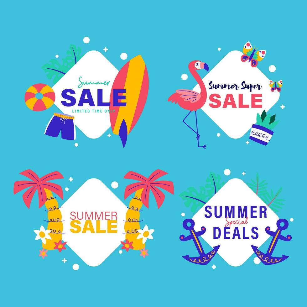 summer sale signs brochure vector. Special price offer coupon for social media post,  promotion ad, shopping flyer, voucher, website campaign and advertising vector