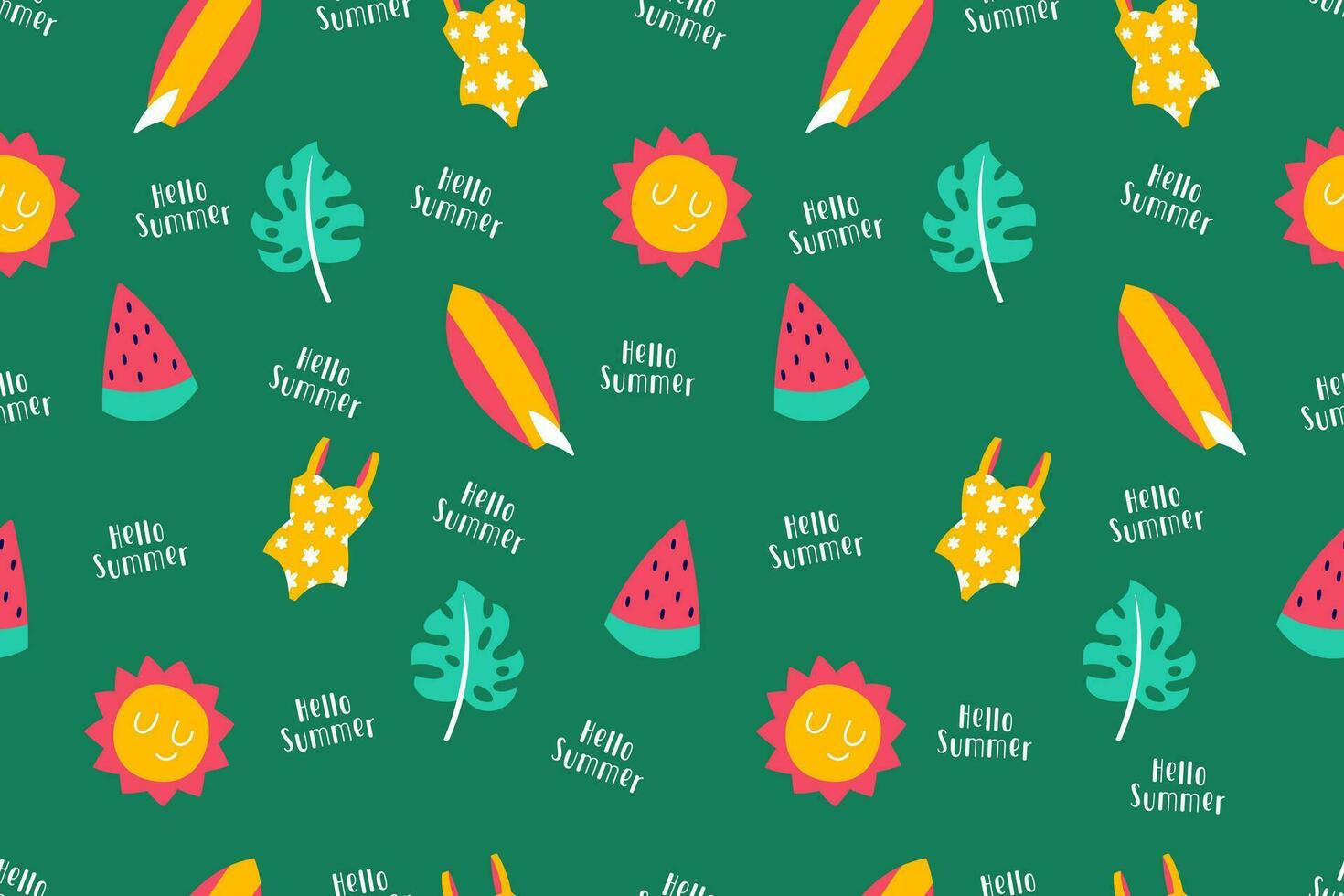 Colourful Summer Seamless Pattern beauty background wallpaper for summertime textile, wraping paper or graphic print vector