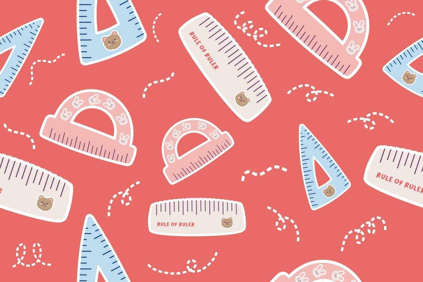 Cute Stationery and office supply Seamless Pattern Background. Back to school theme for wrapping paper, textile, or apparel vector