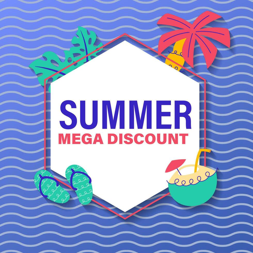 Summer sale brochure discount vector. Special price offer coupon for social media post,  promotion ad, shopping flyer, voucher, website campaign and advertising vector