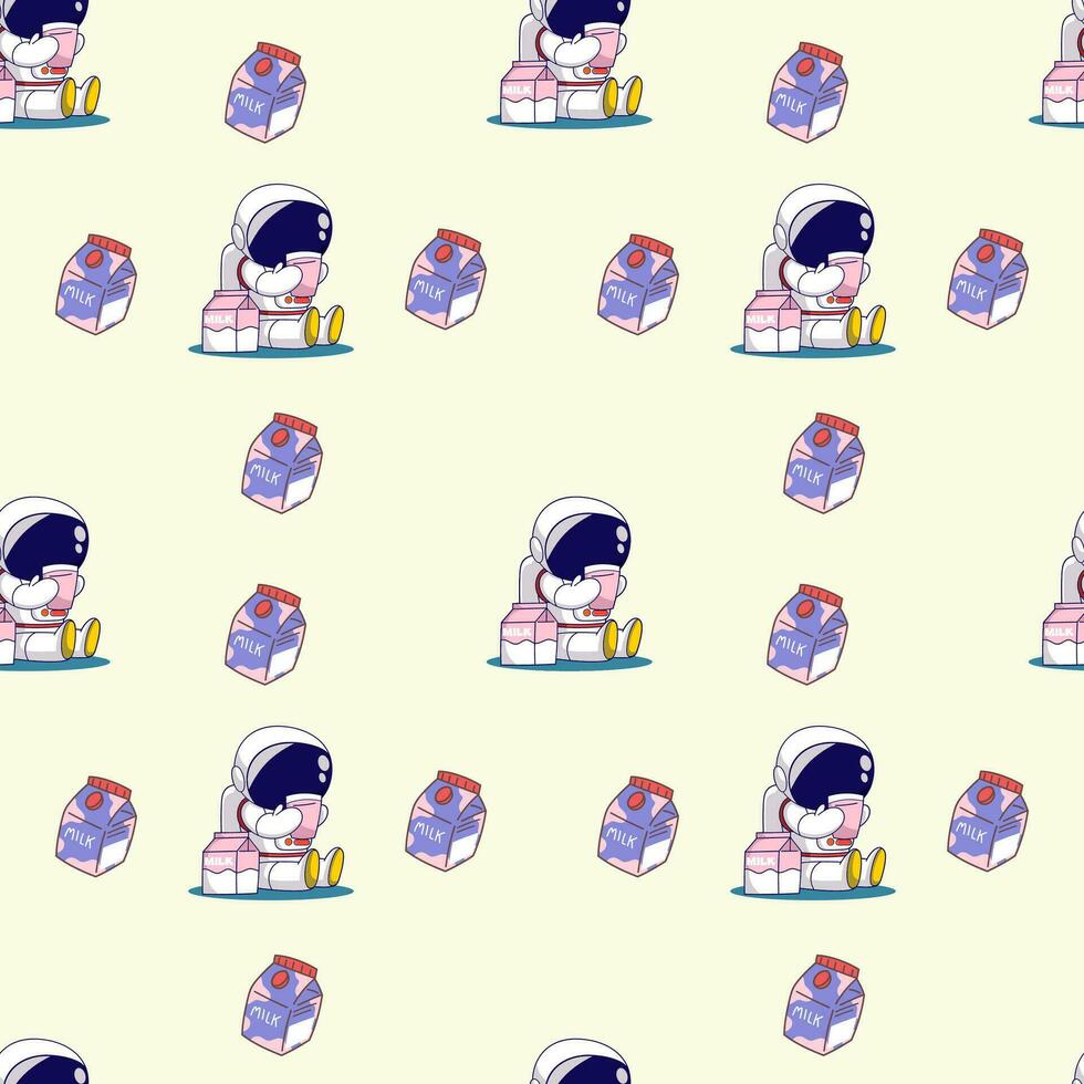 Cute Space Astrounaut Seamless Pattern Background for textile, apparel or wrapping paper graphic print vector