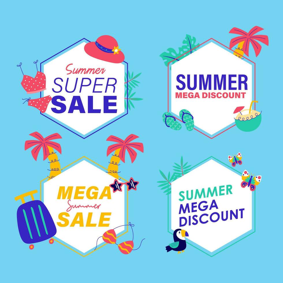 summer sale signs brochure vector. Special price offer coupon for social media post,  promotion ad, shopping flyer, voucher, website campaign and advertising vector