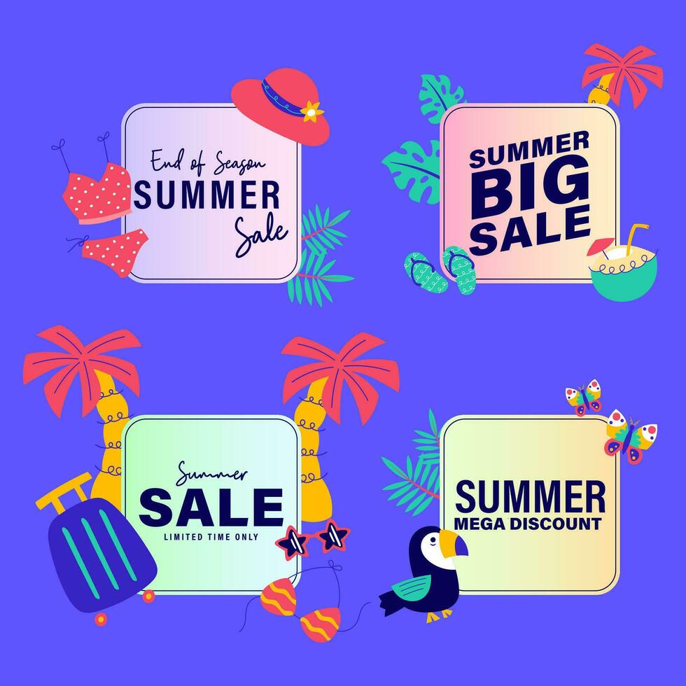 summer sale signs brochure vector. Special price offer coupon for social media post,  promotion ad, shopping flyer, voucher, website campaign and advertising vector