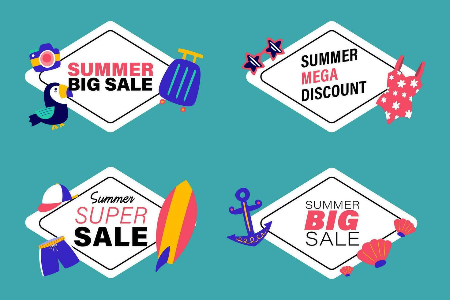 summer sale signs brochure vector. Special price offer coupon for social media post,  promotion ad, shopping flyer, voucher, website campaign and advertising vector