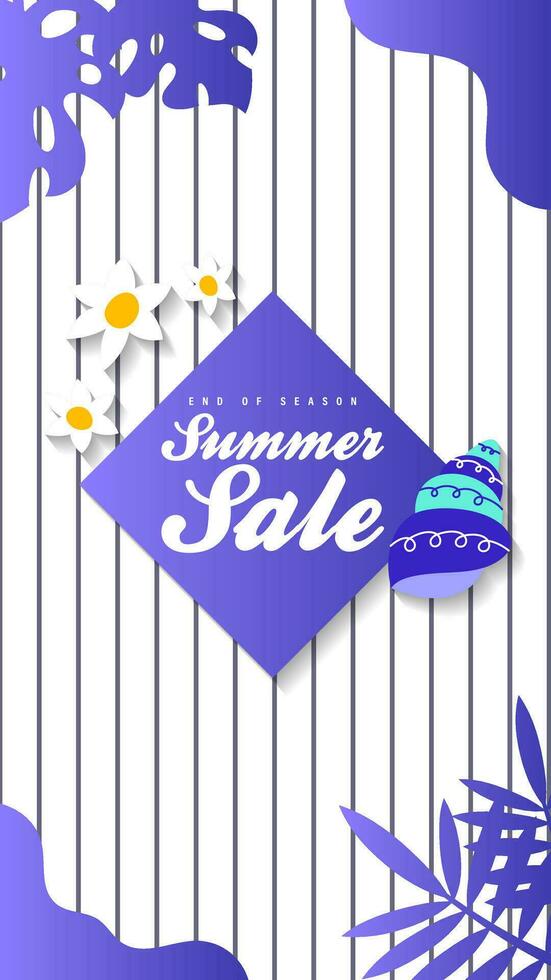 Summer sale social media story.  Vertical template post for reel promotion content vector