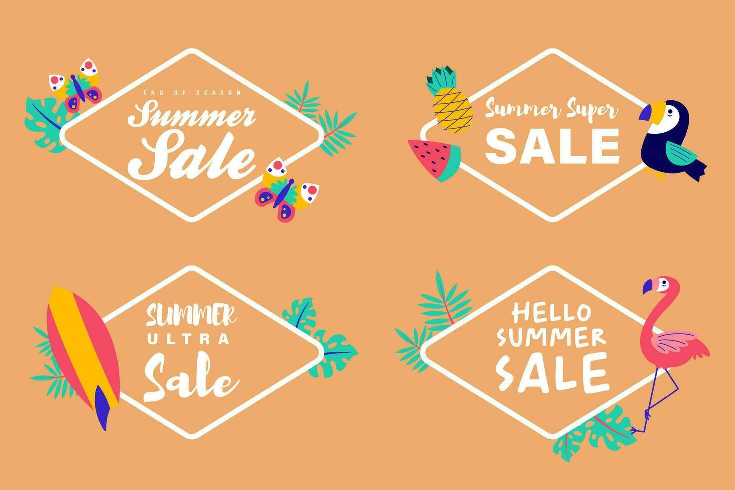 summer sale signs brochure vector. Special price offer coupon for social media post,  promotion ad, shopping flyer, voucher, website campaign and advertising vector