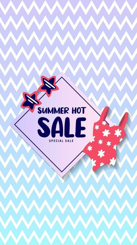 Summer sale social media story.  Vertical template post for reel promotion content vector