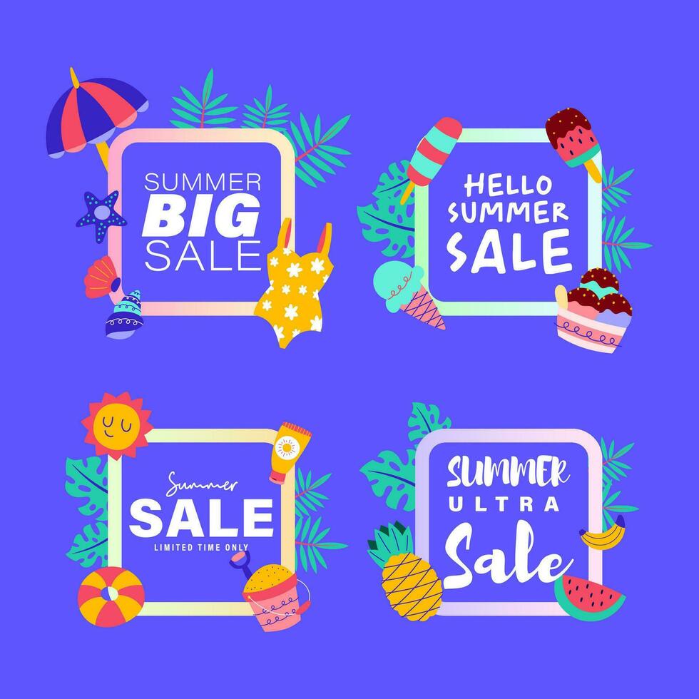 summer sale signs brochure vector. Special price offer coupon for social media post,  promotion ad, shopping flyer, voucher, website campaign and advertising vector