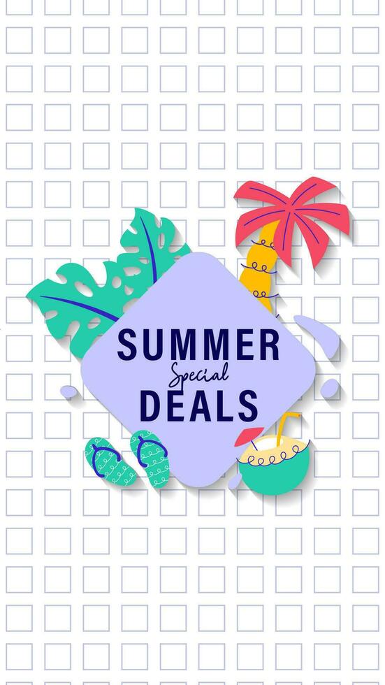 Summer sale social media story.  Vertical template post for reel promotion content vector