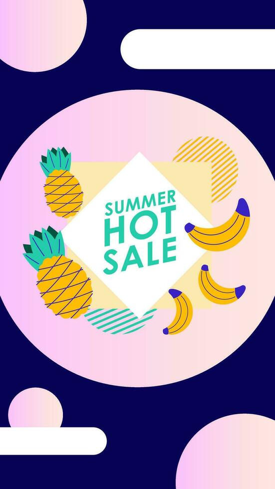 Summer sale social media story.  Vertical template post for reel promotion content vector