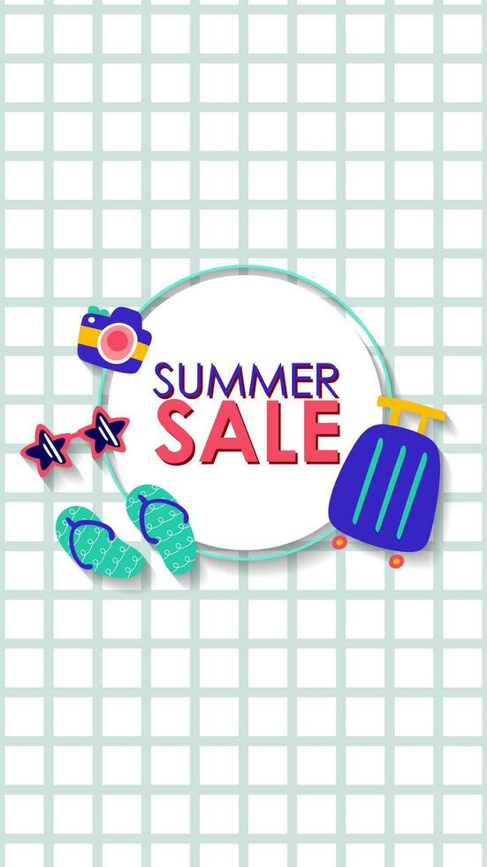 Summer sale social media story.  Vertical template post for reel promotion content vector