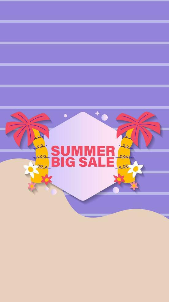 Summer sale social media story.  Vertical template post for reel promotion content vector