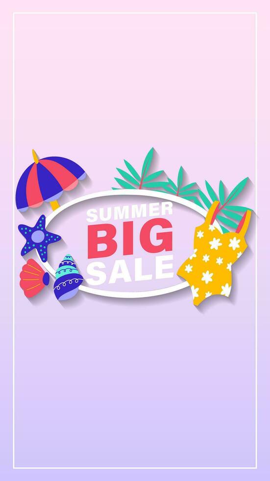 Summer sale social media story.  Vertical template post for reel promotion content vector