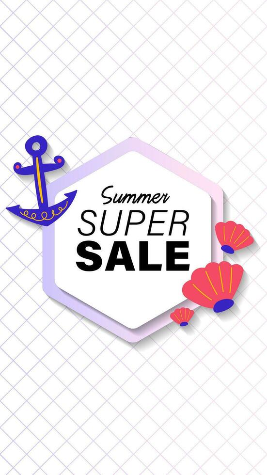 Summer sale social media story.  Vertical template post for reel promotion content vector
