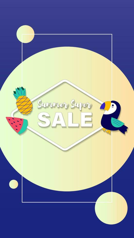 Summer sale social media story.  Vertical template post for reel promotion content vector