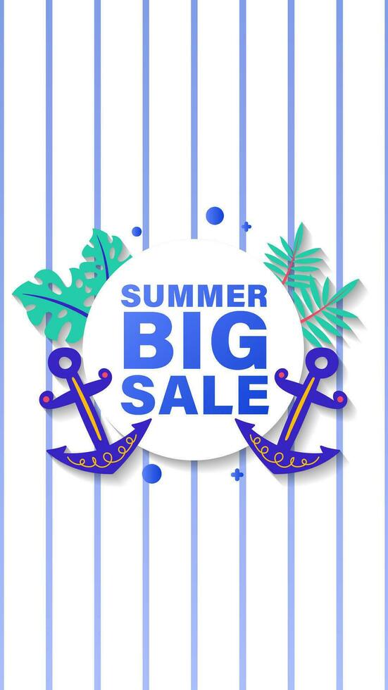 Summer sale social media story.  Vertical template post for reel promotion content vector