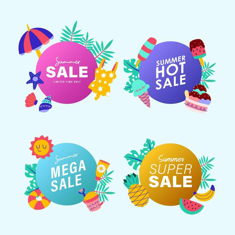 summer sale signs brochure vector. Special price offer coupon for social media post,  promotion ad, shopping flyer, voucher, website campaign and advertising vector