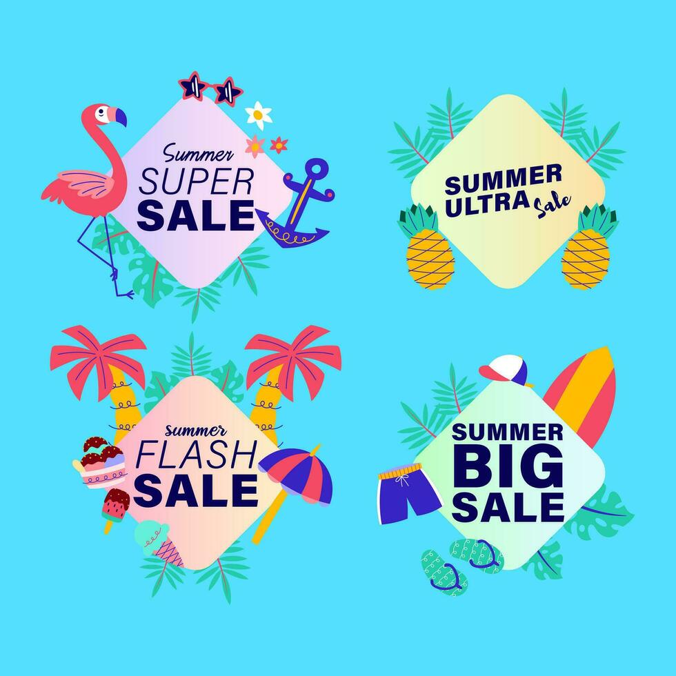 summer sale signs brochure vector. Special price offer coupon for social media post,  promotion ad, shopping flyer, voucher, website campaign and advertising vector