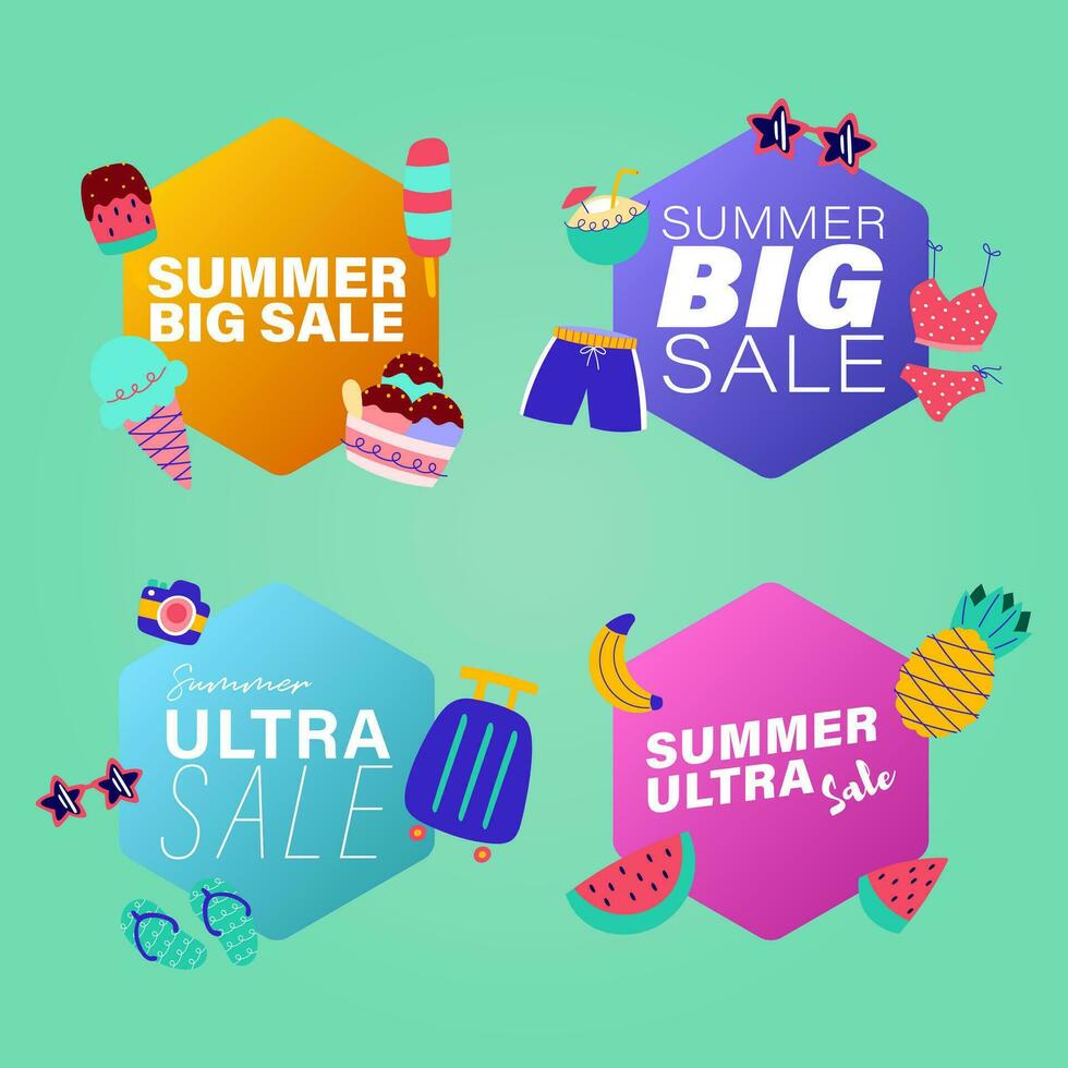 summer sale signs brochure vector. Special price offer coupon for social media post,  promotion ad, shopping flyer, voucher, website campaign and advertising vector