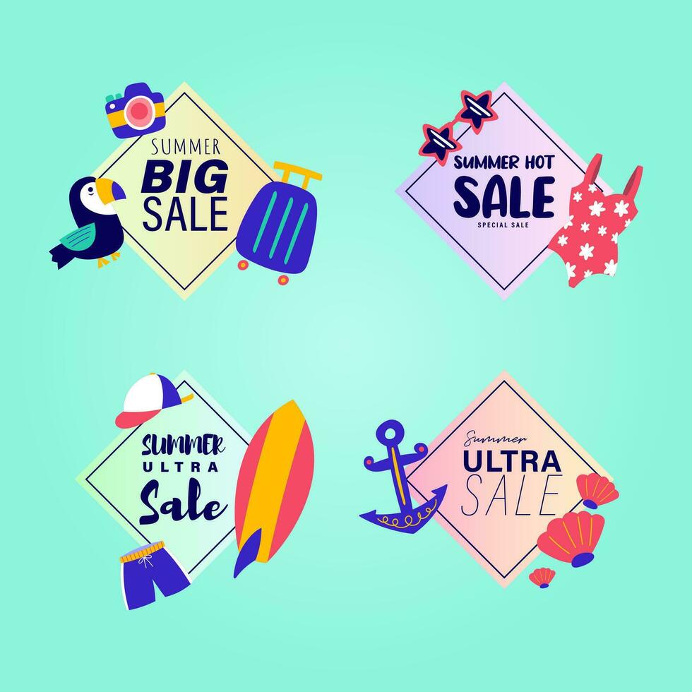 summer sale signs brochure vector. Special price offer coupon for social media post,  promotion ad, shopping flyer, voucher, website campaign and advertising vector